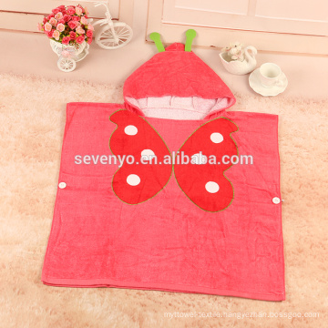 100%cotton butterfiy print design baby hooded beach towel